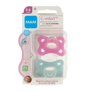 Mam Sucette Comfort Silicone 2-6mois Rose B/2