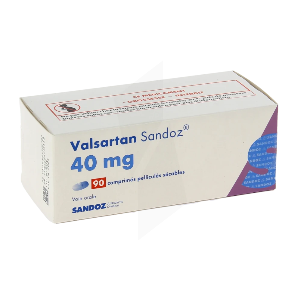Valsartan Sandoz 40 Mg, Comprimé Pelliculé Sécable