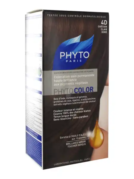 Phytocolor Coloration Permanente Phyto Chatain Clair Dore 4d