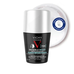 Vichy Homme Dermo-détranspirant Invisible Protect 72h Anti-taches Anti-irritations Roll-on/50ml