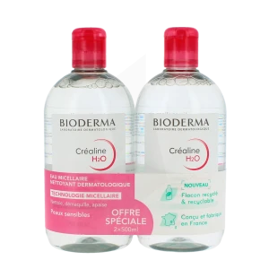 Bioderma Créaline H2o Eau Micellaire Visage Nettoyante Démaquillante 2x500 Ml