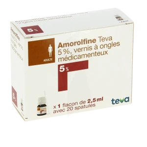 Amorolfine Teva 5 % Vernis Ongl Médic Médicamenteux 1fl Ver/2,5ml+spat