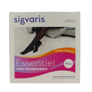 Sigvaris Essentiel Diaphane Semi-transparent Bas Auto-fixants Classe 2 Femme Noir Normal Xxl