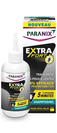 Paranix Extra Fort 5 minutes Shampooing Anti-Poux et Lentes 100% efficace*  3 en 1 : traite, lave et protège – 200 ml – Peigne fin en métal inclus :  : Hygiène et Santé