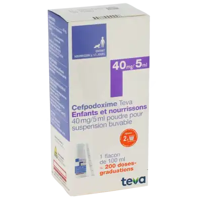 Cefpodoxime Teva Enfants Et Nourrissons 40 Mg/ 5 Ml, Poudre Pour Suspension Buvable à CANALS