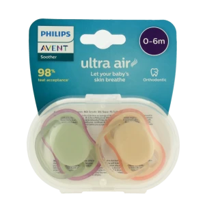 Avent Ultra Air Sucette Silicone 0-6mois Unie B/2
