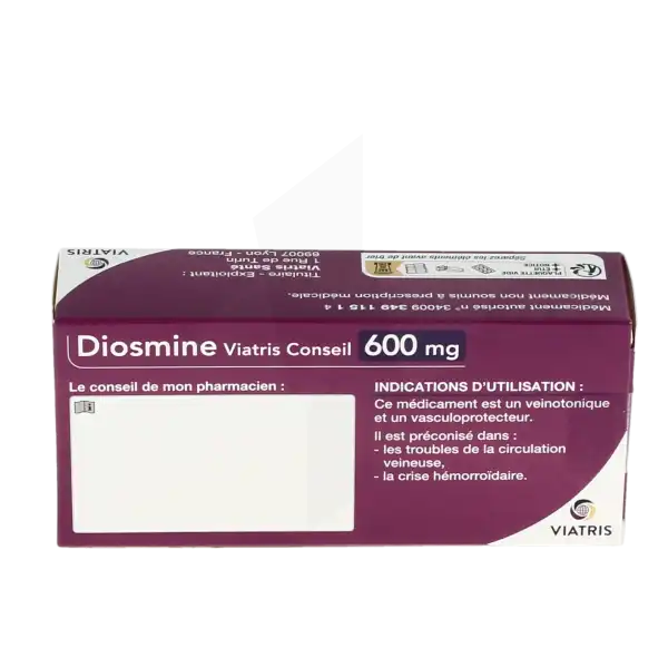 Diosmine Viatris Conseil 600 Mg, Comprimé
