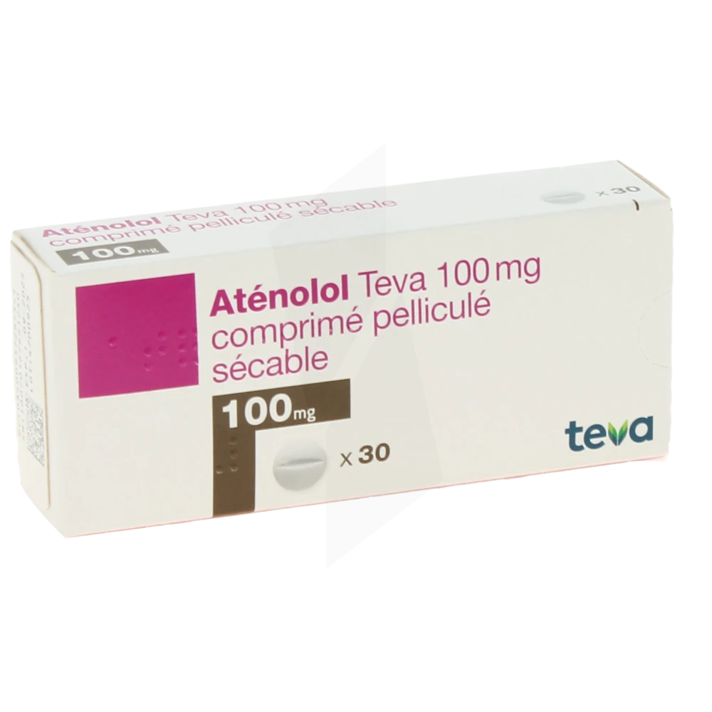 Atenolol Teva 100 Mg, Comprimé Pelliculé Sécable