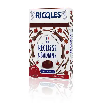 Ricqlès Bonbons Réglisse & Badiane Sans Sucre B/40g à LILLE