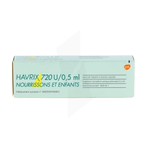 Havrix Nourrissons Et Enfants 720 U/0,5 Ml, Suspension Injectable En Seringue Préremplie. Vaccin De L'hépatite A (inactivé, Adsorbé)