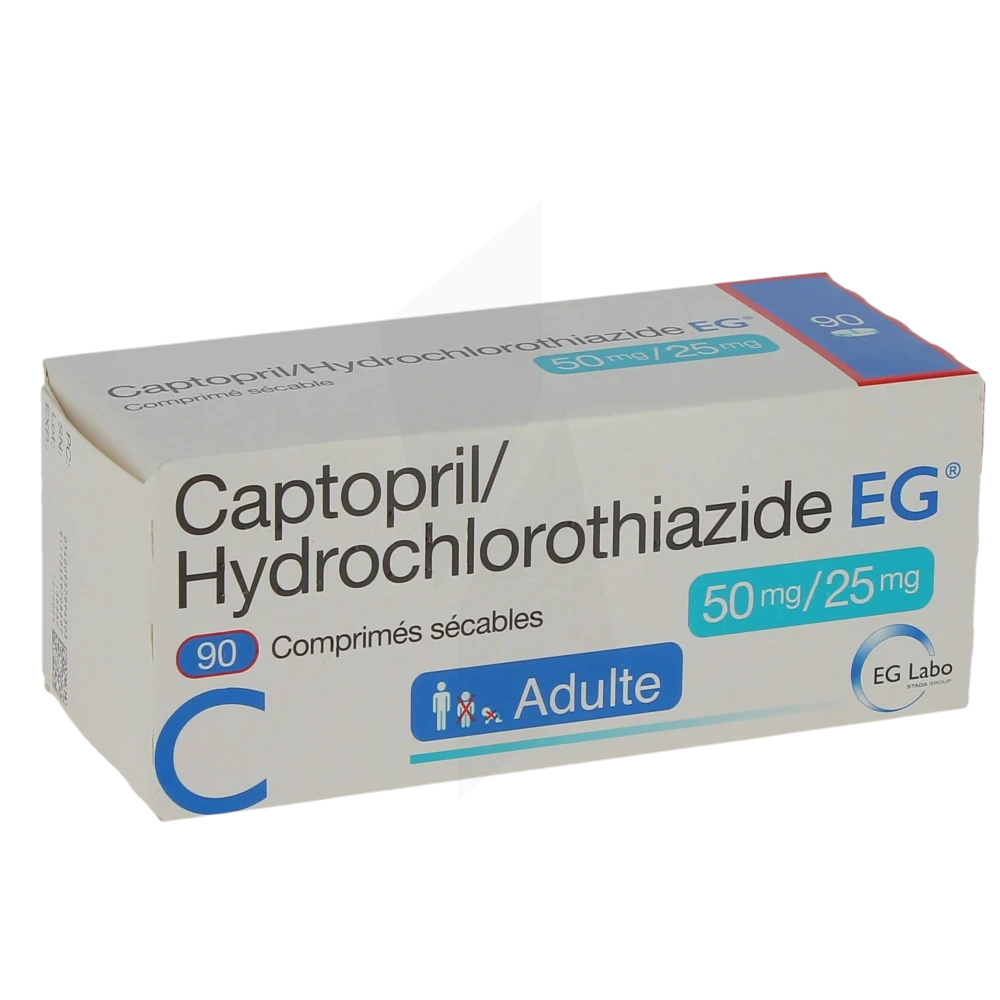 Captopril/hydrochlorothiazide Eg 50 Mg/25 Mg, Comprimé Sécable