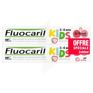 Fluocaril Kids Dentifrice Fraise 3-6 Ans 2t/50ml