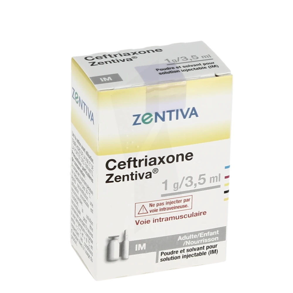 Ceftriaxone Zentiva 1 G/3,5 Ml, Poudre Et Solvant Pour Solution Injectable (im)