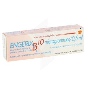 Engerix B 10 Microgrammes/0,5 Ml, Suspension Injectable En Seringue Préremplie. Vaccin De L'hépatite B (adnr), (adsorbé) (vhb)