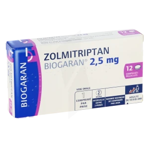 Zolmitriptan Biogaran 2,5 Mg, Comprimé Pelliculé