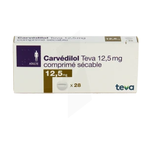 Carvedilol Teva 12,5 Mg, Comprimé Sécable