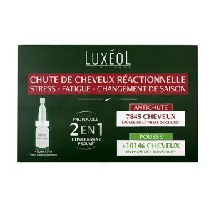 Luxéol Chute De Cheveux Réactionnelle 2 En 1 Solution 14 Ampoules/7ml