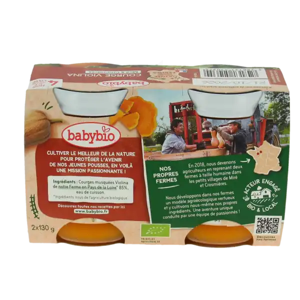 Babybio Alimentation Infantile Courge Violina 2pots/130g