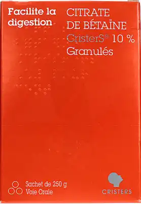 CITRATE DE BETAINE CRISTERS 10 POUR CENT, granulés