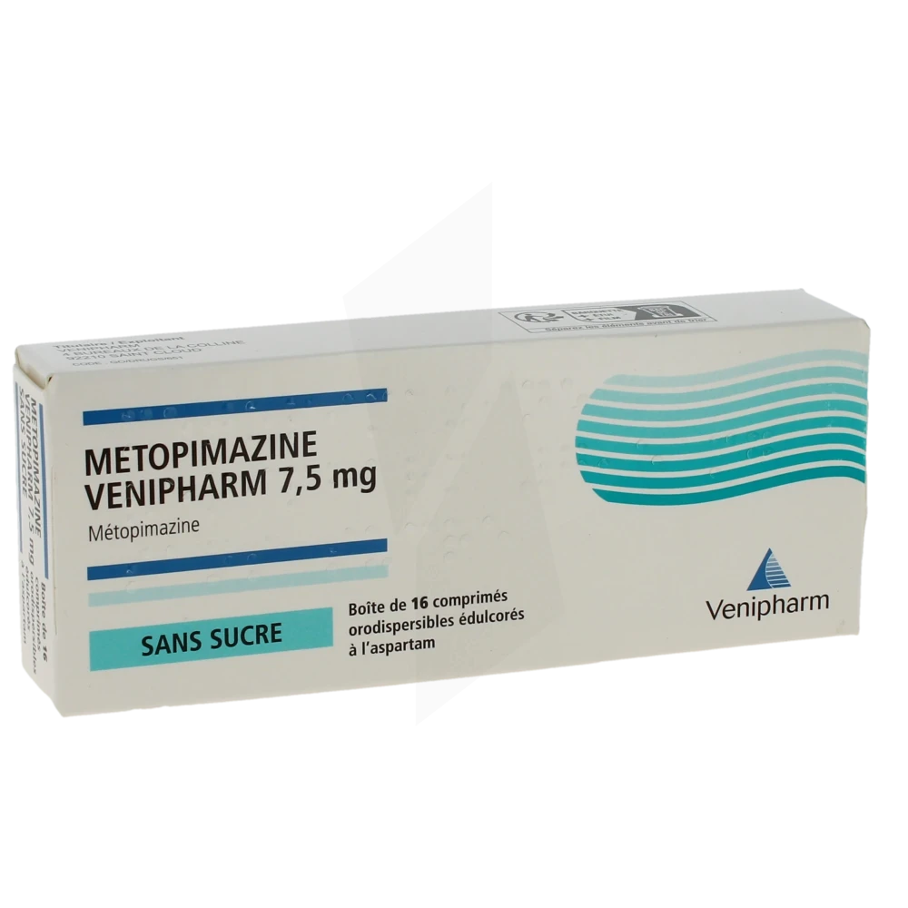 Metopimazine Venipharm 7,5 Mg Sans Sucre, Comprimé Orodispersible édulcoré à L’aspartam