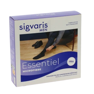 Sigvaris Essentiel Microfibre Chaussettes  Homme Classe 2 Noir Small Long