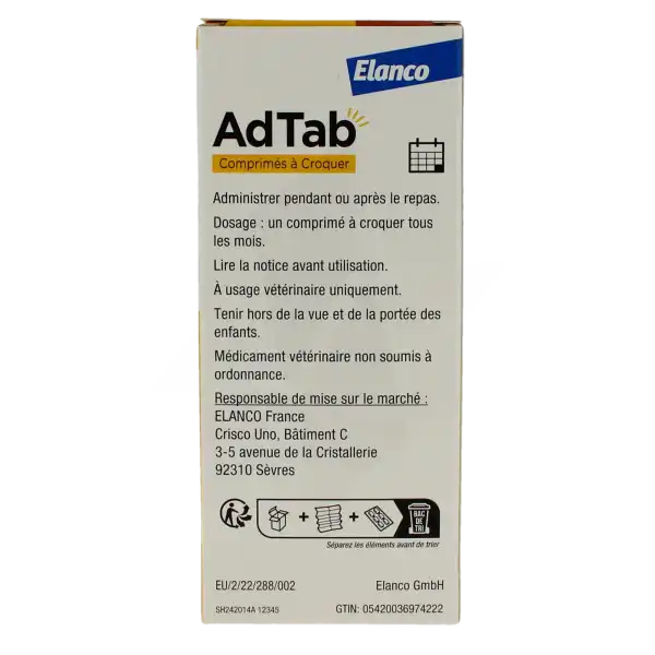 Adtab 56 Mg Comprimes A Croquer Pour Chiens (1,3 – 2,5 Kg), Comprimé à Croquer