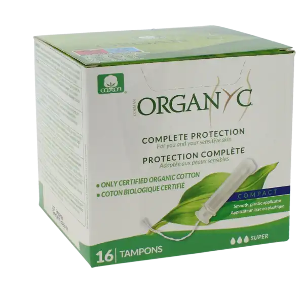 Organyc Tampon Périodique Avec Applicateur Coton Bio Super B/16