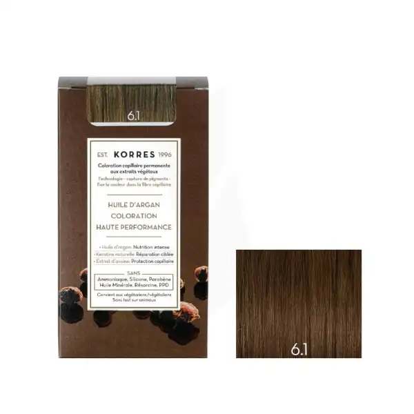 Korres Coloration Permanente à L'huile D'argan 6.1 Blond Foncé Cendré Kit