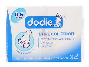 Tetine Dodie Col Etroit 3 Vitesses 0-6 Mois X2