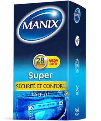 Manix Super Préservatif Avec Réservoir Lubrifiés B/28 à Monsempron-Libos