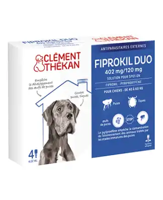 Fiprokil Duo 402mg/120mg Solution Pour Spot-on Très Grands Chiens 40-60kg 4 Pipettes/4,02ml à VALENCE