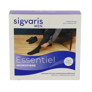 Sigvaris Essentiel Microfibre Chaussettes  Homme Classe 2 Gris Clair Large Normal