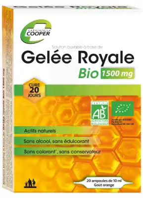 Acheter Cooper Gelée royale bio 1500 mg Solution buvable 20 Ampoules/10ml à Le Teich