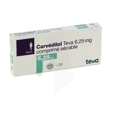 Carvedilol Teva 6,25 Mg, Comprimé Sécable à Eysines
