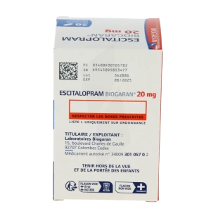 Escitalopram Biogaran 20 Mg, Comprimé Pelliculé Sécable