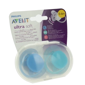 Avent Sucette Ultra Douce Silicone 0-6mois Boy B/2