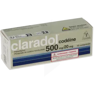 CLARADOL CODEINE 500 mg/20 mg, comprimé