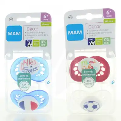 MAM EURO 2016 Sucette silicone 6 mois+ foot B/2