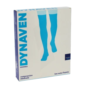 Sigvaris Dynaven Semi-opaque Fin Bas Auto-fixants Morpho- Classe 2 Homme Noir Long L