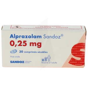 Alprazolam Sandoz 0,25 Mg, Comprimé Sécable