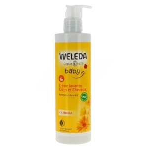 Weleda Crème Lavante Baby Pour Corps Et Cheveux Au Calendula Flacon Pompe De 400 Ml