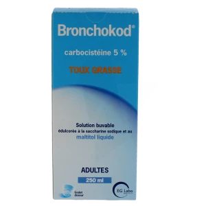 Bronchokod Adultes 5 Pour Cent, Solution Buvable édulcorée à La Saccharine Sodique Et Au Maltitol Liquide
