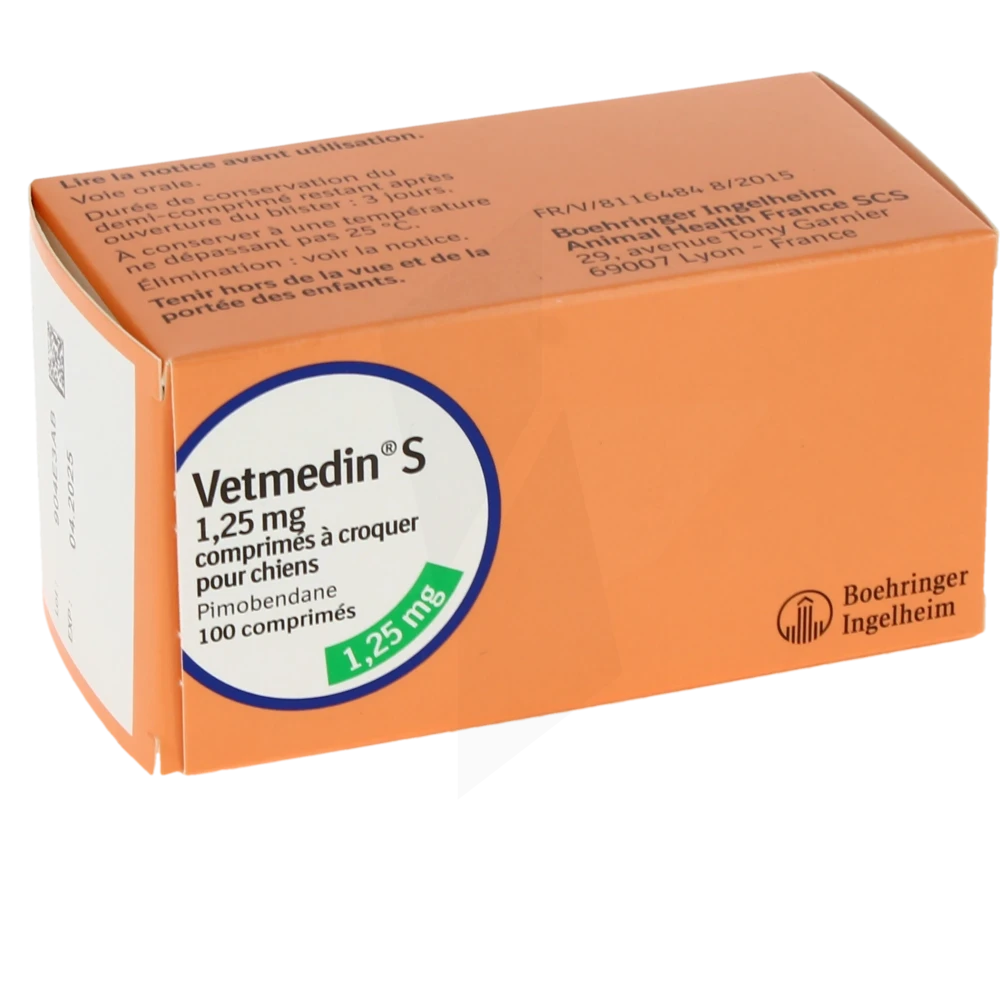 Vetmedin S 1,25 Mg Comprimes A Croquer Pour Chiens, Comprimé à Croquer