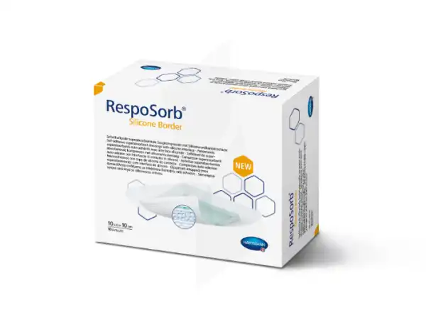 Resposorb® Silicone Border Pansement Hydrocellulaire Siliconé Adhésif 10 X 10 Cm - Boîte De 10