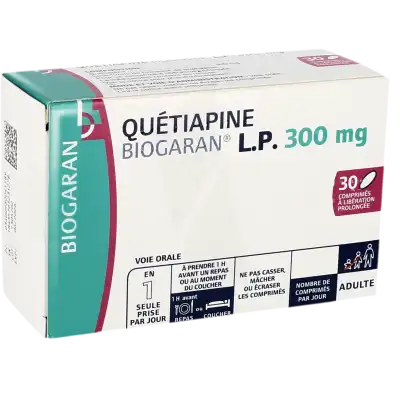 Quetiapine Biogaran Lp 300 Mg, Comprimé à Libération Prolongée à LE LAVANDOU
