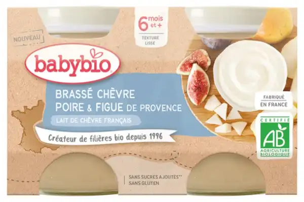 Babybio Alimentation Infantile Brassé Lait De Chèvre Poire Figue 2pots/130g