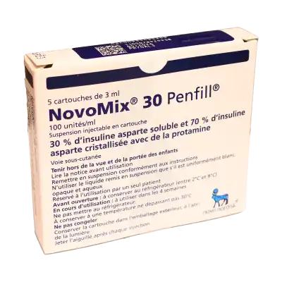 NOVOMIX 30 PENFILL 100 Unités/ml, suspension injectable en cartouche