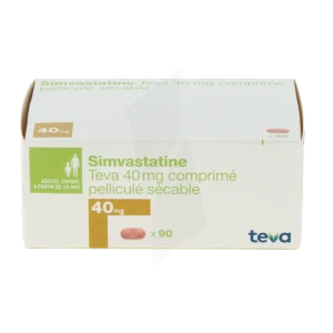 Simvastatine Teva 40 Mg, Comprimé Pelliculé Sécable