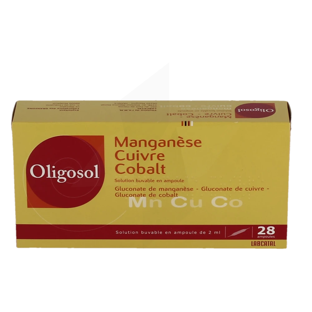 Pharmacie Valence 2 - Médicament Oligosol Manganèse Cuivre Cobalt Solution  Buvable 28 Ampoules/2ml - Manganèse, Cuivre, Cobalt - VALENCE