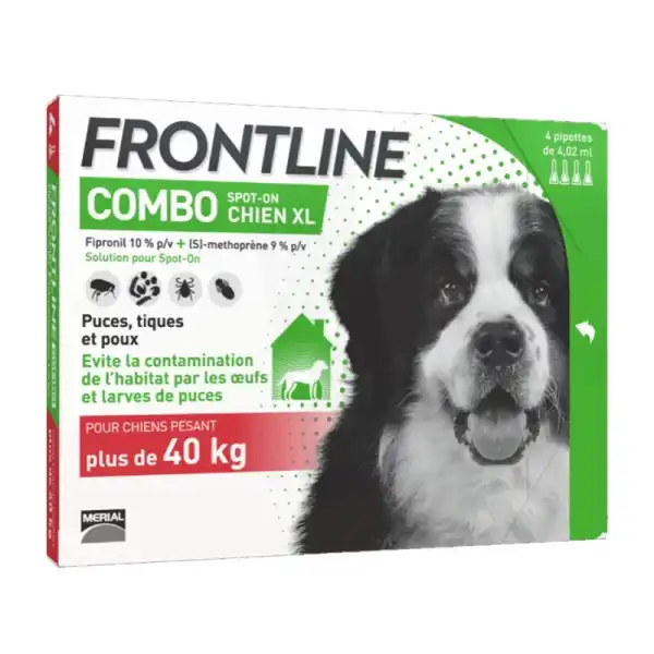 Frontline Combo 402,00 Mg / 361,80 Mg Solution Pour Spot-on Pour Chien Xl, Solution Pour Spot-on